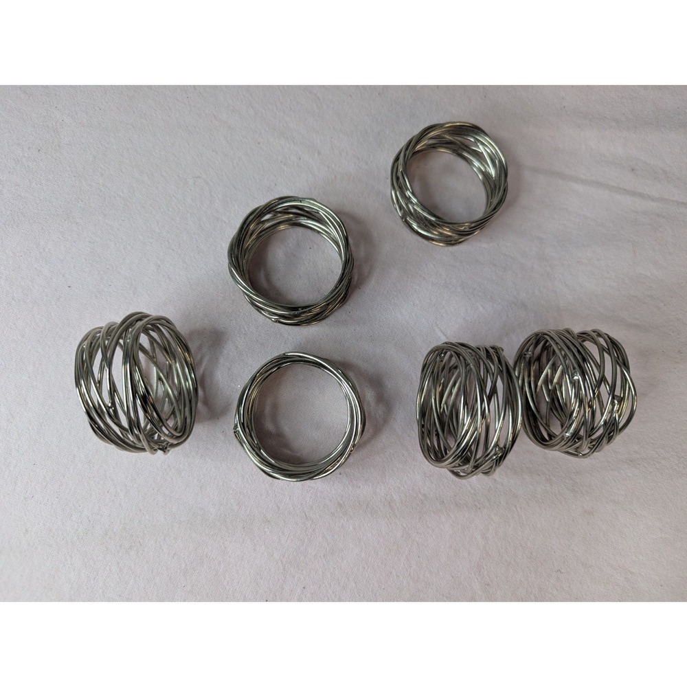 6 lot silver twisted metal napkin rings‎ holder tablescape table decoration
